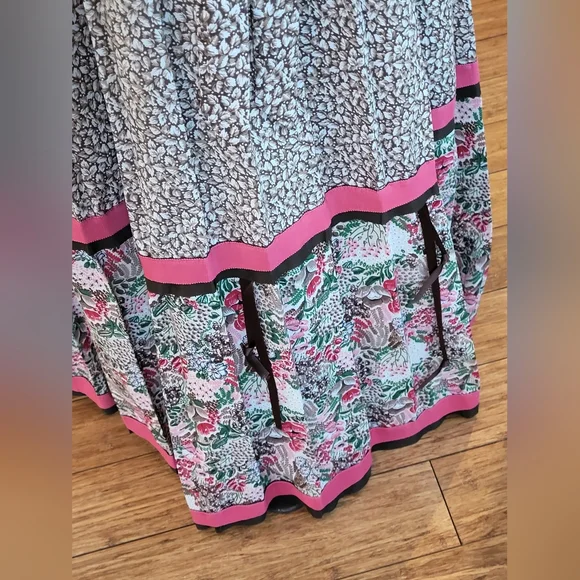 Chessa Davis Vintage 70s Peasant Maxi Skirt Set S/M In Pink/Brown - Picture 4 of 13